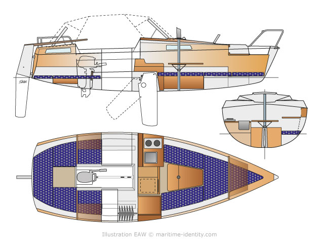 dufour T7 interior plan interieur indeling